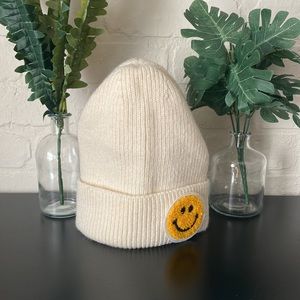 Threads+Co Feeling Good Smiley Face Beanie Ivory